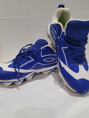 Under Armour Leadoff Icon Low RM Jr Boys 6y Baseball Cleates Blue White